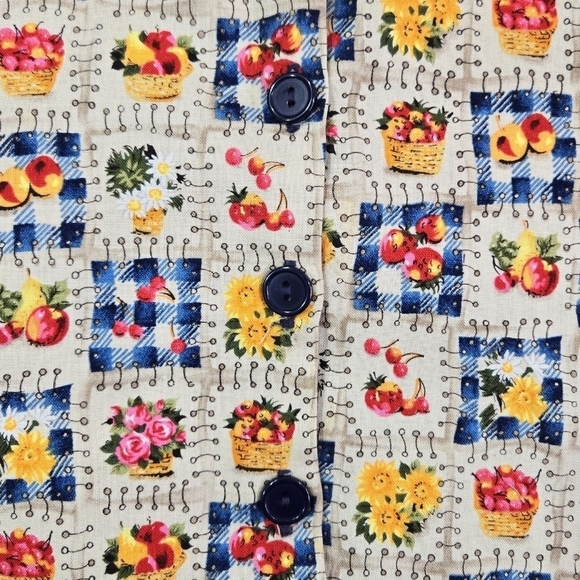 Vintage On Tour Cottagecore Picnic Pointed Hem Button-Up Vest Tie Back Unique - Picture 5 of 8